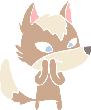 Bir insan tarafından çizilmiş düz renkli çizgi film kurdu.