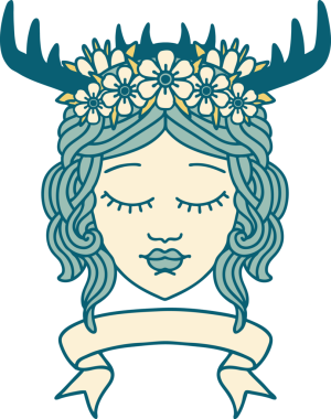 Retro Dövme Tarzı İnsan Druid karakteri Bir insan tarafından çizilmiş pankartıyla