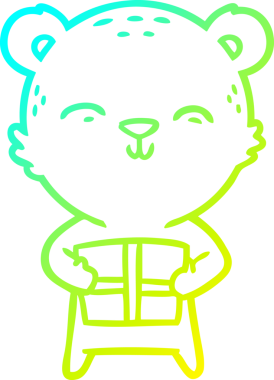 Bir insan tarafından çizilmiş mutlu çizgi film ayısının soğuk gradyan çizimi