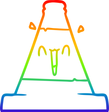 Bir insan tarafından çizilmiş çizgi film trafik konisi çizimi