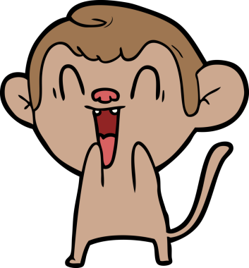 Bir insan tarafından çizilmiş gülen maymun çizgi filmi