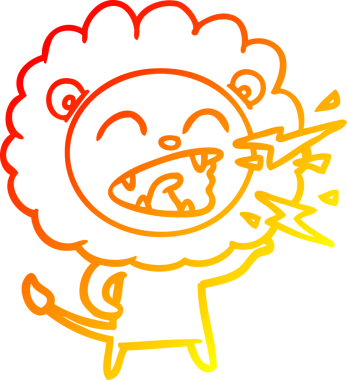 Bir insan tarafından çizilen kükreyen bir aslanın sıcak çizgi çizimi