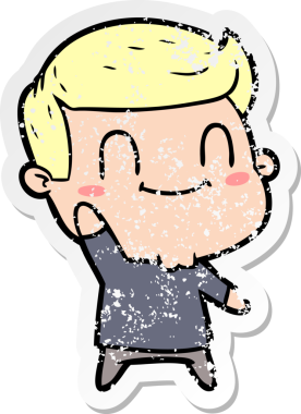 Bir insan tarafından çizilmiş mutlu bir adamın sıkıntılı çıkartması.