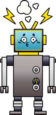 Bir insan tarafından çizilmiş bir robotun gölgelenmiş çizimi