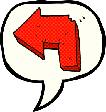 Bir insan tarafından çizilmiş serbest çizilmiş çizgi roman konuşma balonu çizgi film yönü oku