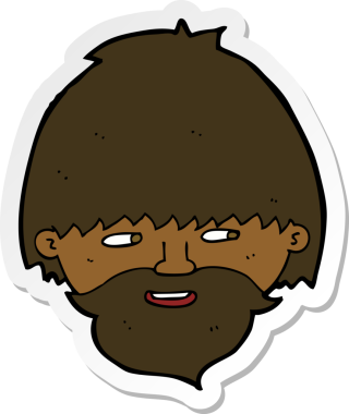 Bir insan tarafından çizilmiş sakallı bir adamın çıkartması.