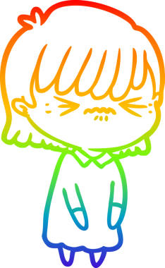 gökkuşağı gradyan çizimi bir insan tarafından çizilmiş bir çizgi film kızı