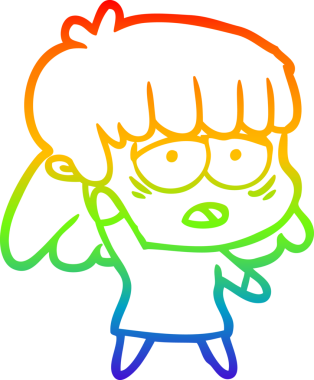 gökkuşağı gradyan çizgi çizimi bir insan tarafından çizilen yorgun bir kadın