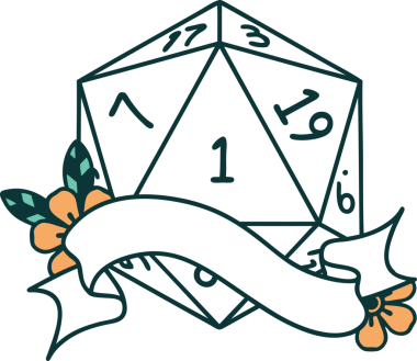 Retro Dövme Biçimi Doğal Bir d20 zar bir insan tarafından çizildi