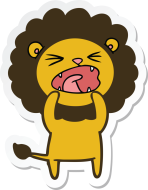 Bir insan tarafından çizilmiş karikatür aslanının çıkartması.