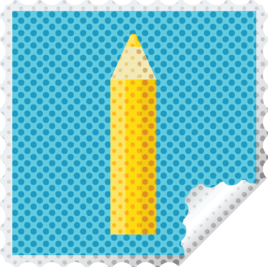 bir insan tarafından çizilmiş turuncu renkli kalem kare etiket