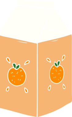 Düz renkli portakal suyu kartonunu bir insan çizmiş.