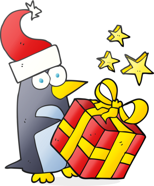 Bir insan tarafından çizilmiş serbest çizim Noel pengueni.