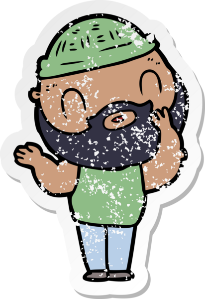 Bir insan tarafından çizilmiş sakallı bir adamın sıkıntılı çıkartması.