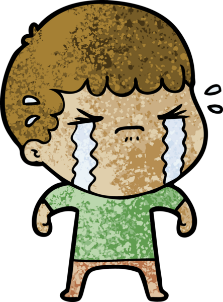 Bir insan tarafından çizilmiş ağlayan çizgi film adamı.