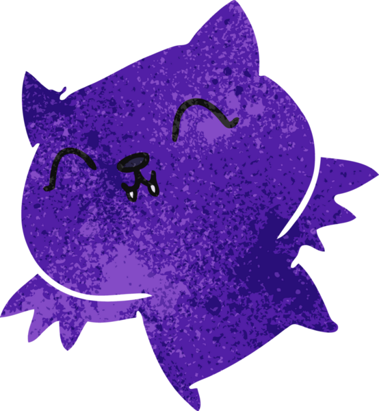 Bir insan tarafından çizilmiş sevimli kawaii yarasasının serbest çizimi.