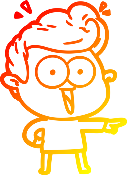 Bir insan tarafından çizilmiş, heyecanlı bir çizgi film çizimi.