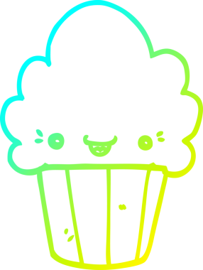 Bir insan tarafından çizilmiş soğuk gradyan bir çizgi film keki çizimi