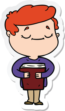 Bir insan tarafından çizilmiş kitabı taşıyan barışçıl bir adamın çıkartması.