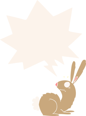 çizgi film ürkmüş tavşan konuşma baloncuğu ile bir insan tarafından çizilmiş