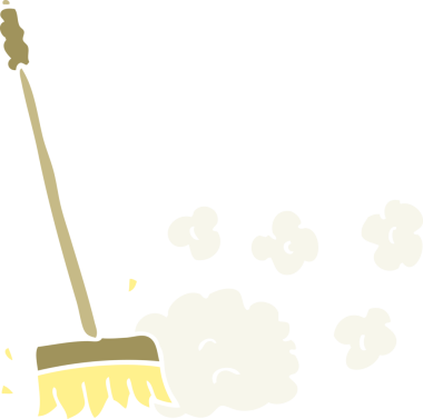 Bir insan tarafından çizilen süpürme fırçasının düz renk çizimi