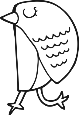 Bir insan tarafından çizilmiş çizgi film kuşu.