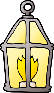 Bir insan tarafından çizilmiş eski bir fener.