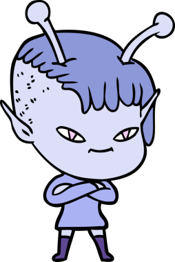 Bir insan tarafından çizilmiş sevimli uzaylı kız çizgi filmi.