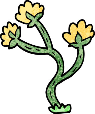 Grunge desenli çizim yaban çiçeği bir insan tarafından çizilmiş.