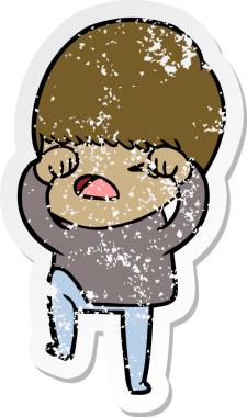 Bir insan tarafından çizilmiş stresli bir çizgi film çıkartması.