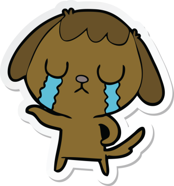 Bir insan tarafından çizilmiş şirin bir köpeğin çıkartması.