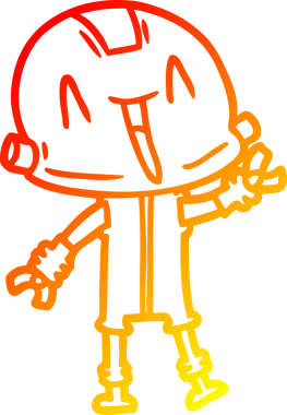 Bir insan tarafından çizilen çizgi film robotunun sıcak çizgi çizimi