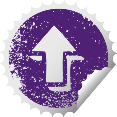 Bir insan tarafından çizilmiş işaretin işaretlenmiş dairesel kabuk soyma etiketi.