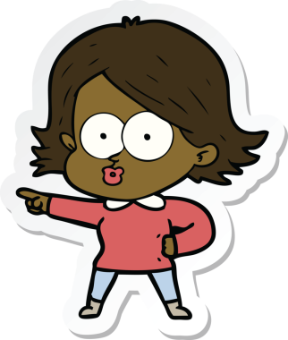 Bir insan tarafından çizilmiş somurtkan bir çizgi film kızının çıkartması.