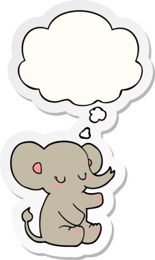 Düşünce baloncuğu insan tarafından çizilmiş bir çıkartma olan çizgi film fili.