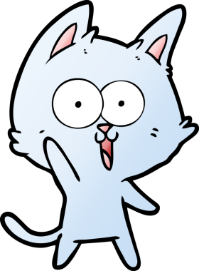 Bir insan tarafından çizilmiş komik çizgi film kedisi.