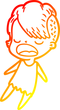 Bir insan tarafından çizilmiş havalı bir hippi kızın sıcak çizgi çizimi.