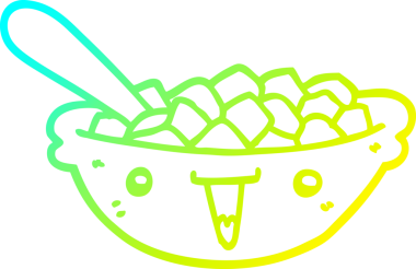 Bir insanın çizdiği mısır gevreği kasesinin soğuk gradyan çizgisi.