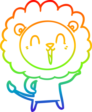 Bir insan tarafından çizilmiş gülen aslan çizgi çizimi.