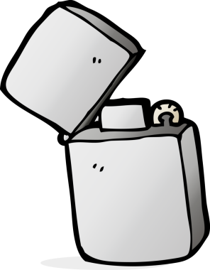 bir insan tarafından çizilmiş bir metal çakmak.