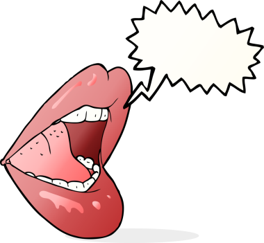 bir insan tarafından çizilmiş bir konuşma baloncuğuyla açık bir ağız.