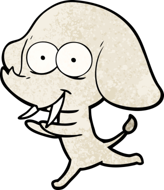 Bir insan tarafından çizilmiş mutlu bir fil.