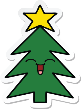 Bir insan tarafından çizilmiş şirin bir noel ağacının çıkartması.