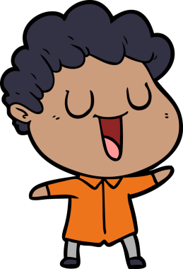 Bir insan tarafından çizilmiş gülen karikatür adam.