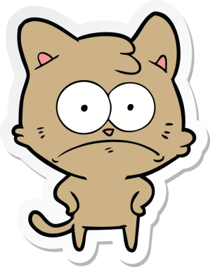 Bir insan tarafından çizilmiş karikatür asabi kedinin çıkartması.