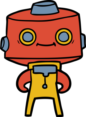 Bir insan tarafından çizilmiş çizgi film robotu