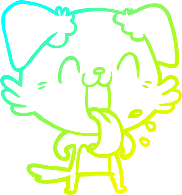 Bir insan tarafından çizilmiş soluyan bir köpeğin soğuk eğimli çizgisi.