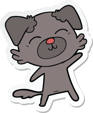 Bir insan tarafından çizilmiş bir köpeğin çıkartması.