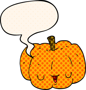 Çizgi roman tarzında konuşan balkabağı bir insan tarafından çizilmiş.