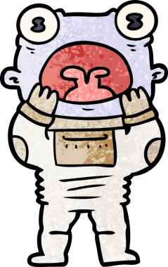 Çizgi film uzaylıları şaşırarak nefes nefese kalıyorlar.